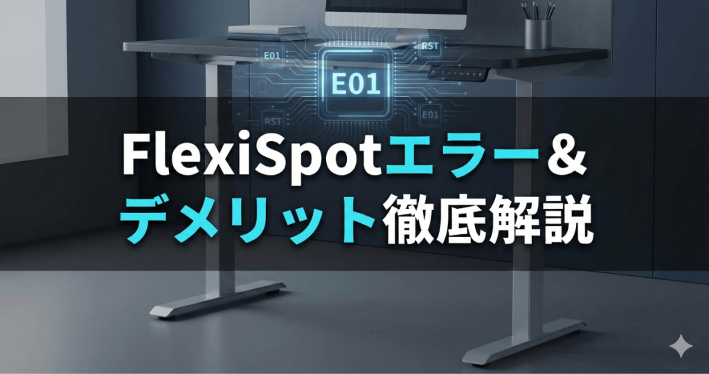 絶望の「動かない」を1分で解決！FlexiSpotのエラーコード一覧と昇降式デスクの致命的なデメリットのアイキャッチ画像。