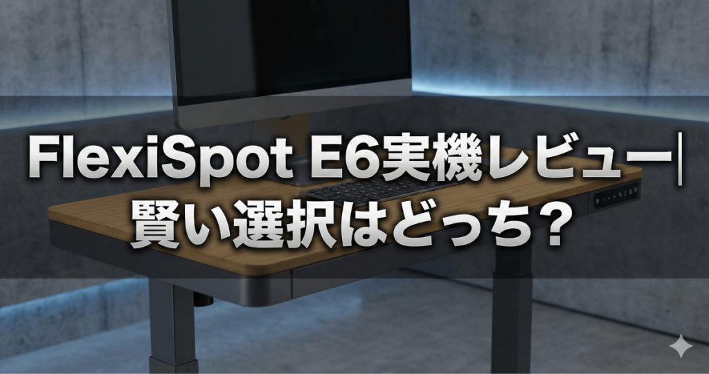 【もう限界…座りっぱなしの疲れを劇的に変える】FlexiSpot E6 実機レビュー｜E7との違いと後悔しない選び方を徹底解説のアイキャッチ画像。