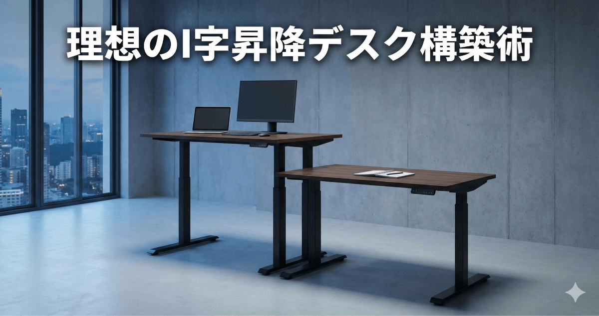 「座りすぎ」の苦痛から解放される。毎日が劇的に変わるI字型電動昇降デスクの選び方｜FlexiSpotでおしゃれな作業環境をのアイキャッチ画像。