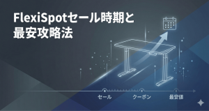損して後悔したくないあなたへ！FlexiSpotのセールはいつ？2026年最新スケジュールと最安値で買う攻略法を徹底解説のアイキャッチ画像。